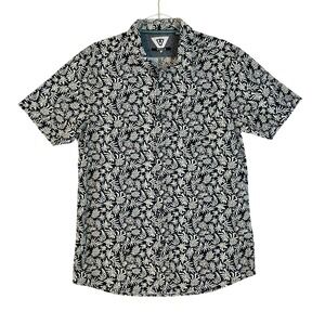 VISSLA Mens Short Sleeve Button Up Shirt Medium Tropical Aloha Organic Cotton